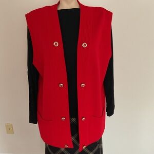 Beautiful Long  Red  Vest Made In Germany Size 46 US Size 14-16.